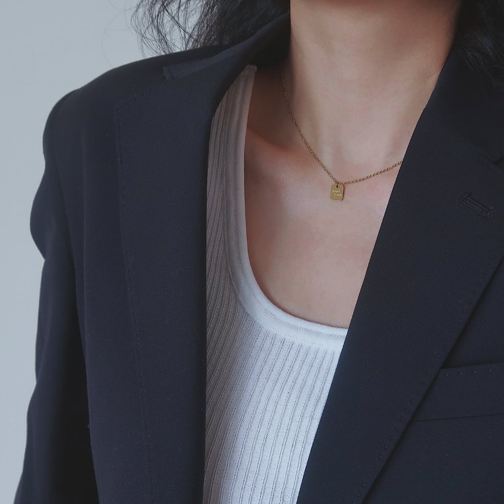 NEW 18K Gold Plated Square Good Luck Pendant Necklace - Picture 3 of 12